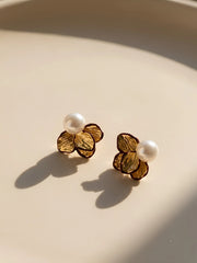 Pearl Blossom Stud Earrings